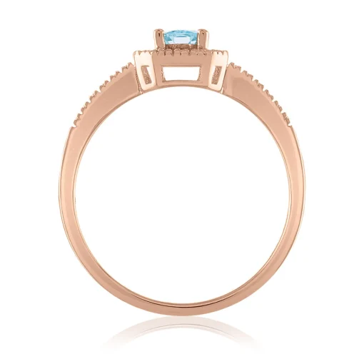 Oval Aquamarine & Diamond Ring In 14K Rose Gold (1/8 Ct. Tw.)