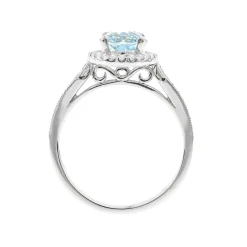 Oval Aquamarine & Diamond Ring In 14K White Gold (1/3 Ct. Tw.)