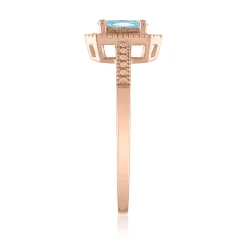 Oval Aquamarine & Diamond Ring In 14K Rose Gold (1/8 Ct. Tw.)