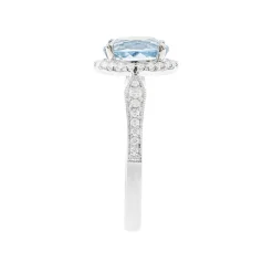 Oval Aquamarine & Diamond Ring In 14K White Gold (1/3 Ct. Tw.)
