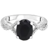 Oval Black Onyx Ring With Diamond Accents In Sterling Silver