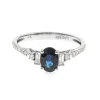 Oval Blue Sapphire & Baguette Diamond Engagement Ring In 14K White Gold (1/4 Ct. Tw.)