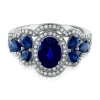 Oval Blue Sapphire & Diamond Ring In 14K White Gold (1/3 Ct. Tw.)