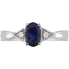 Oval Blue Sapphire & Diamond Ring With Milgrain Detail In 14K White Gold