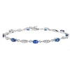 Oval Blue Sapphire And Diamond Bracelet In 10K White Gold (1/3 Ct. Tw.)