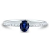 Oval Blue Sapphire Ring With Diamonds In 10K White Gold (1/10 Ct. Tw.)