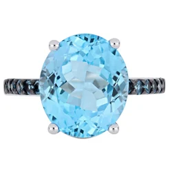 Oval Blue Topaz & London Blue Topaz Ring