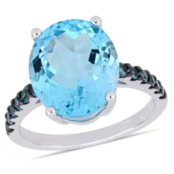Oval Blue Topaz & London Blue Topaz Ring