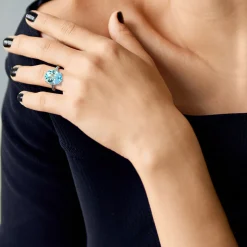Oval Blue Topaz & London Blue Topaz Ring