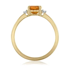 Oval Citrine & Diamond Accent Ring In 14K Yellow Gold