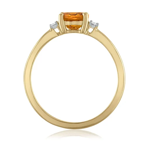 Oval Citrine & Diamond Accent Ring In 14K Yellow Gold