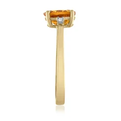 Oval Citrine & Diamond Accent Ring In 14K Yellow Gold