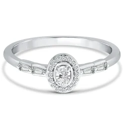 Oval Diamond Promise Ring In 10K White Gold (1/5 Ct. Tw.)