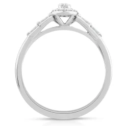 Oval Diamond Promise Ring In 10K White Gold (1/5 Ct. Tw.)