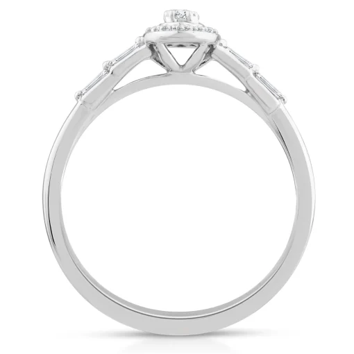 Oval Diamond Promise Ring In 10K White Gold (1/5 Ct. Tw.)