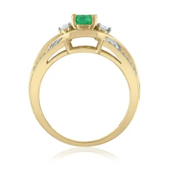 Oval Emerald & Diamond Ring In 14K Yellow Gold (1/2 Ct. Tw.)