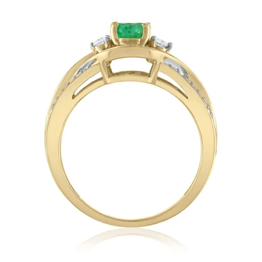 Oval Emerald & Diamond Ring In 14K Yellow Gold (1/2 Ct. Tw.)