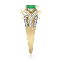 Oval Emerald & Diamond Ring In 14K Yellow Gold (1/2 Ct. Tw.)