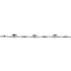 Oval Emerald And Diamond Bracelet In 10K White Gold (1/3 Ct. Tw.)