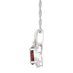 Oval Garnet & Lab Created White Sapphire Earring, Pendant & Ring Set In Sterling Silver