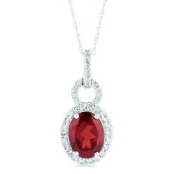 Oval Gemstone & Diamond Pendant In (1/5 Ct. Tw.)