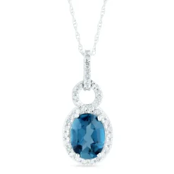 Oval Gemstone & Diamond Pendant In (1/5 Ct. Tw.)