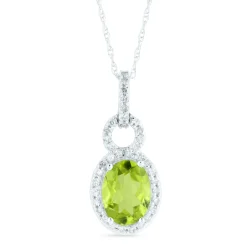 Oval Gemstone & Diamond Pendant In (1/5 Ct. Tw.)
