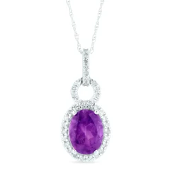 Oval Gemstone & Diamond Pendant In (1/5 Ct. Tw.)