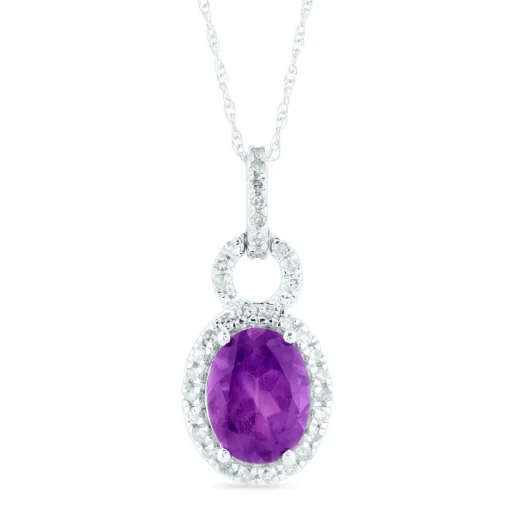 Oval Gemstone & Diamond Pendant In (1/5 Ct. Tw.)