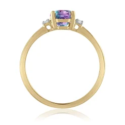 Oval Lab Created Alexandrite & Diamond Accent Ring In 14K Yellow Gold