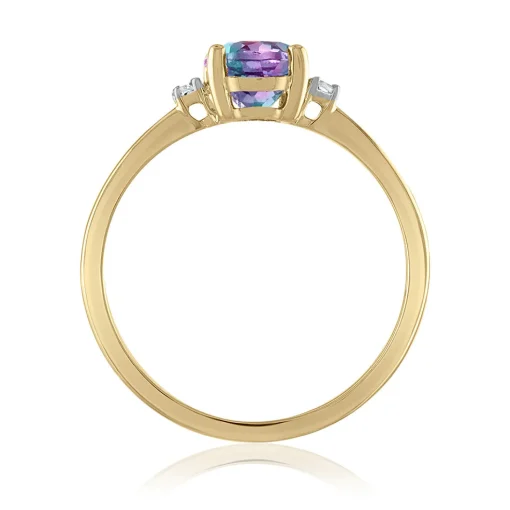 Oval Lab Created Alexandrite & Diamond Accent Ring In 14K Yellow Gold