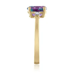 Oval Lab Created Alexandrite & Diamond Accent Ring In 14K Yellow Gold
