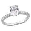 Oval Lab Created White Sapphire Ring In 10K White Gold
