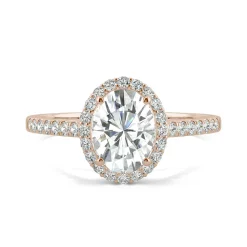 Oval Moissanite Halo Ring In 14K Rose Gold (1 3/5 Ct. Tw.)