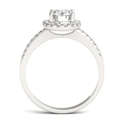 Oval Moissanite Halo Ring In 14K White Gold (1 7/8 Ct. Tw.)