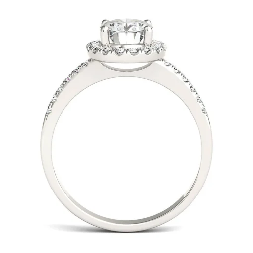 Oval Moissanite Halo Ring In 14K White Gold (1 7/8 Ct. Tw.)