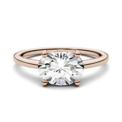 Oval Moissanite Solitaire Ring In 14K Rose Gold (2 1/10 Ct.)