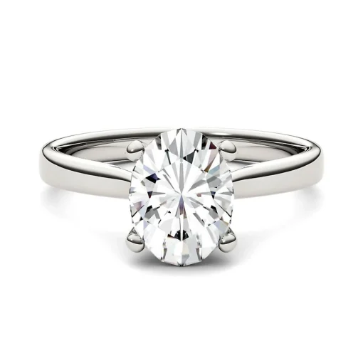 Oval Moissanite Solitaire Ring In 14K White Gold (2 Ct.)