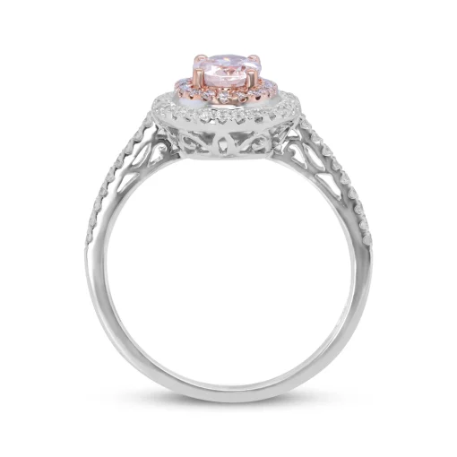 Oval Morganite & Diamond Halo Ring In 10K White & Rose Gold (1/3 Ct. Tw.)