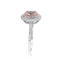 Oval Morganite & Diamond Halo Ring In 10K White & Rose Gold (1/3 Ct. Tw.)