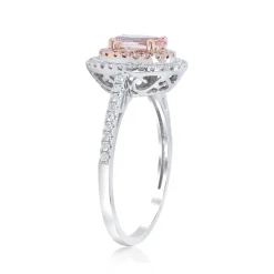Oval Morganite & Diamond Halo Ring In 10K White & Rose Gold (1/3 Ct. Tw.)