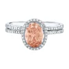 Oval Morganite Ring Set With Pave Diamonds In 10K White Gold (1/5 Ct. Tw.)