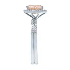 Oval Morganite Ring Set With Pave Diamonds In 10K White Gold (1/5 Ct. Tw.)