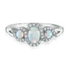 Oval Opal & Diamond Three-Stone Ring In 14K White Gold (1/7 Ct. Tw.)