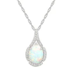 Oval Opal & Lab Created White Sapphire Earring, Pendant & Ring Set In Sterling Silver