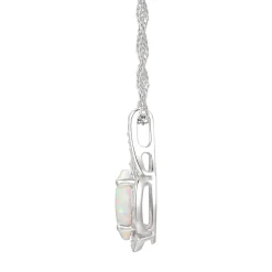 Oval Opal & Lab Created White Sapphire Earring, Pendant & Ring Set In Sterling Silver
