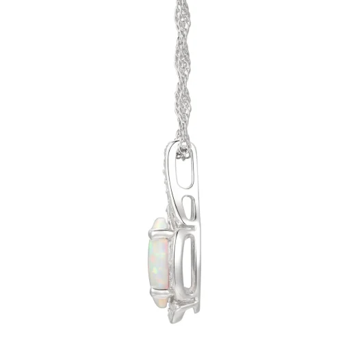Oval Opal & Lab Created White Sapphire Earring, Pendant & Ring Set In Sterling Silver