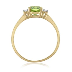 Oval Peridot & Diamond Accent Ring In 14K Yellow Gold