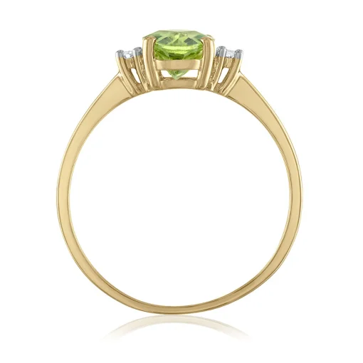 Oval Peridot & Diamond Accent Ring In 14K Yellow Gold