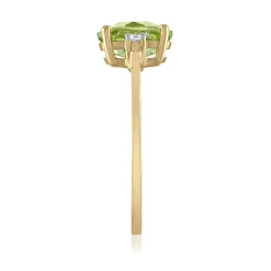 Oval Peridot & Diamond Accent Ring In 14K Yellow Gold